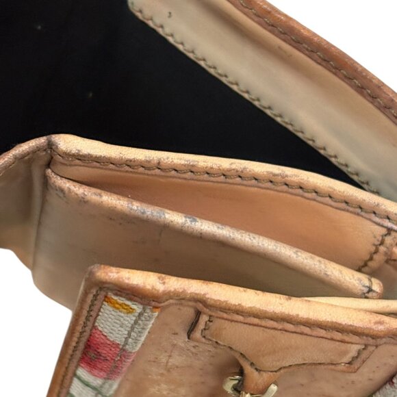 Gucci Made In Italy Floral Canvas & Leather Trifold Wallet Gold Horsebit Accent - Picture 6 of 7